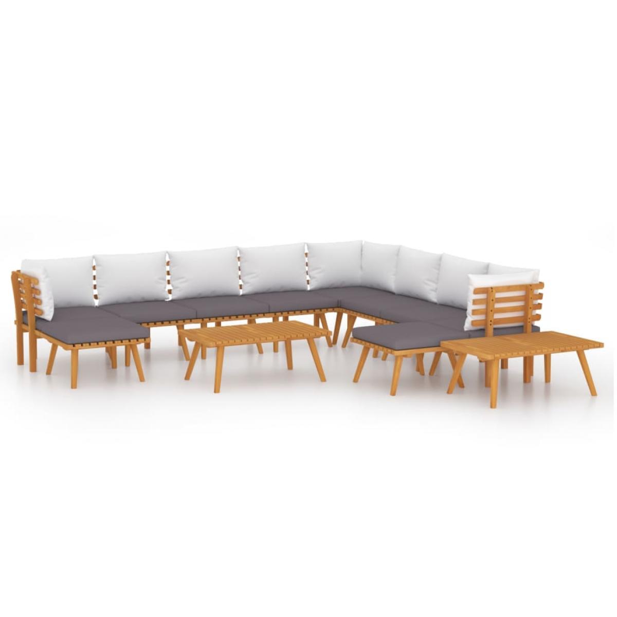 Juego muebles de jardín y cojines 12 pzas madera maciza acacia