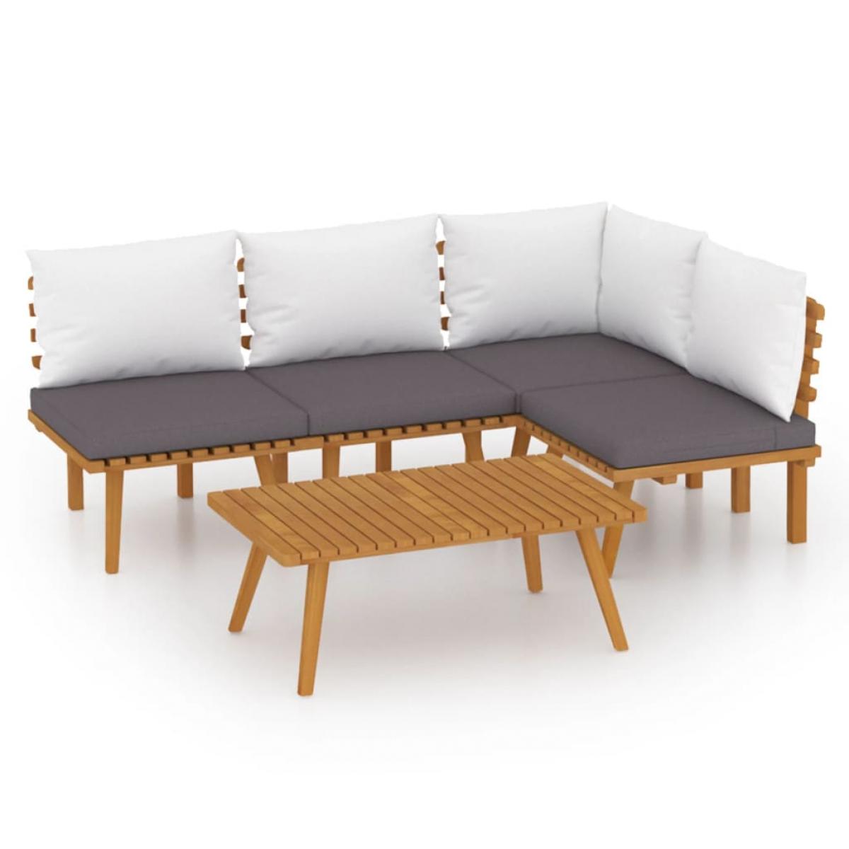 Muebles de jardín 5 piezas con cojines madera maciza de acacia