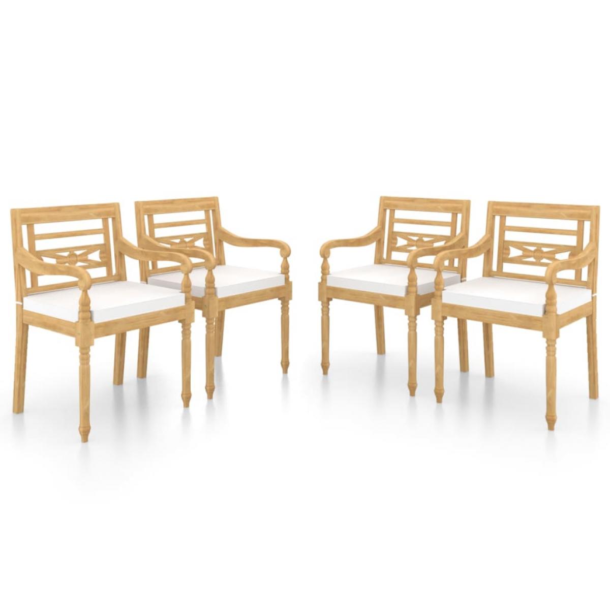 Sillas Batavia con cojines 4 unidades madera maciza de teca