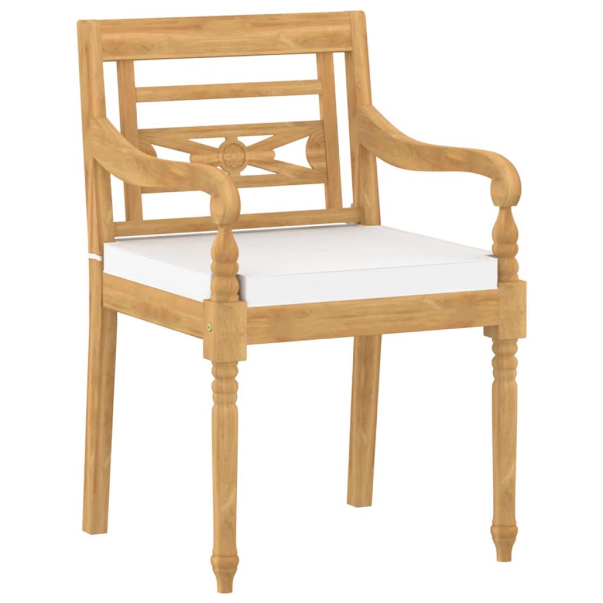 Sillas Batavia con cojines 4 unidades madera maciza de teca