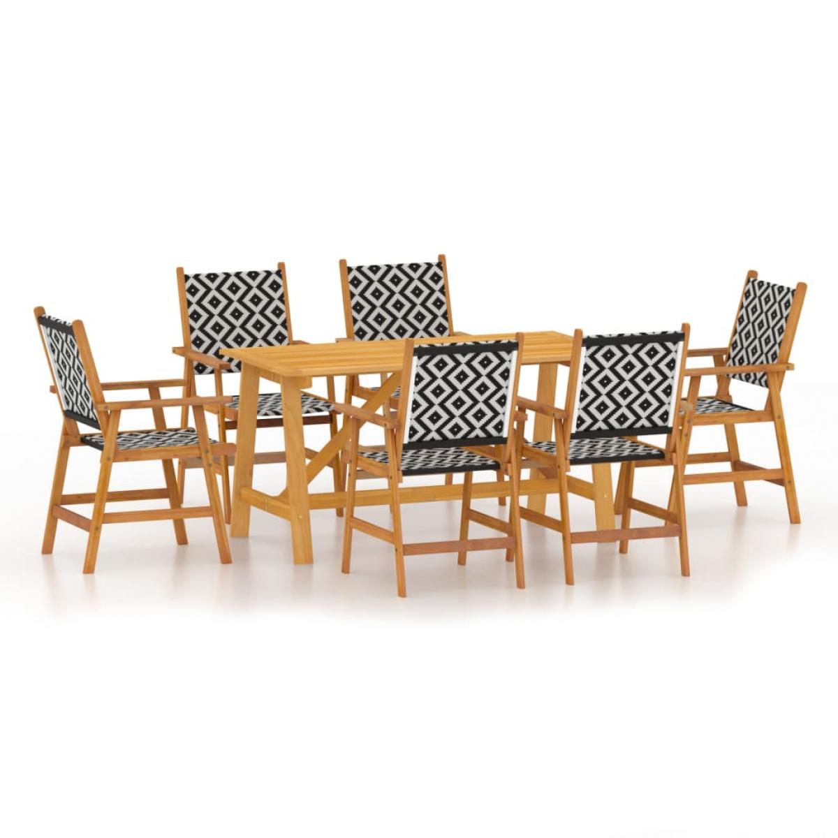 Juego de comedor para jardín 7 piezas madera maciza de acacia
