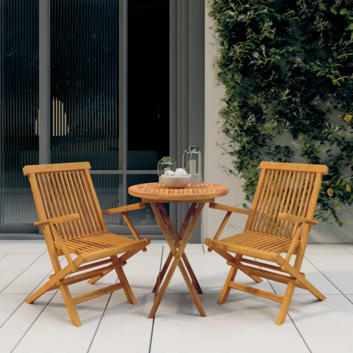 Juego de comedor para jardín 3 piezas madera maciza de teca