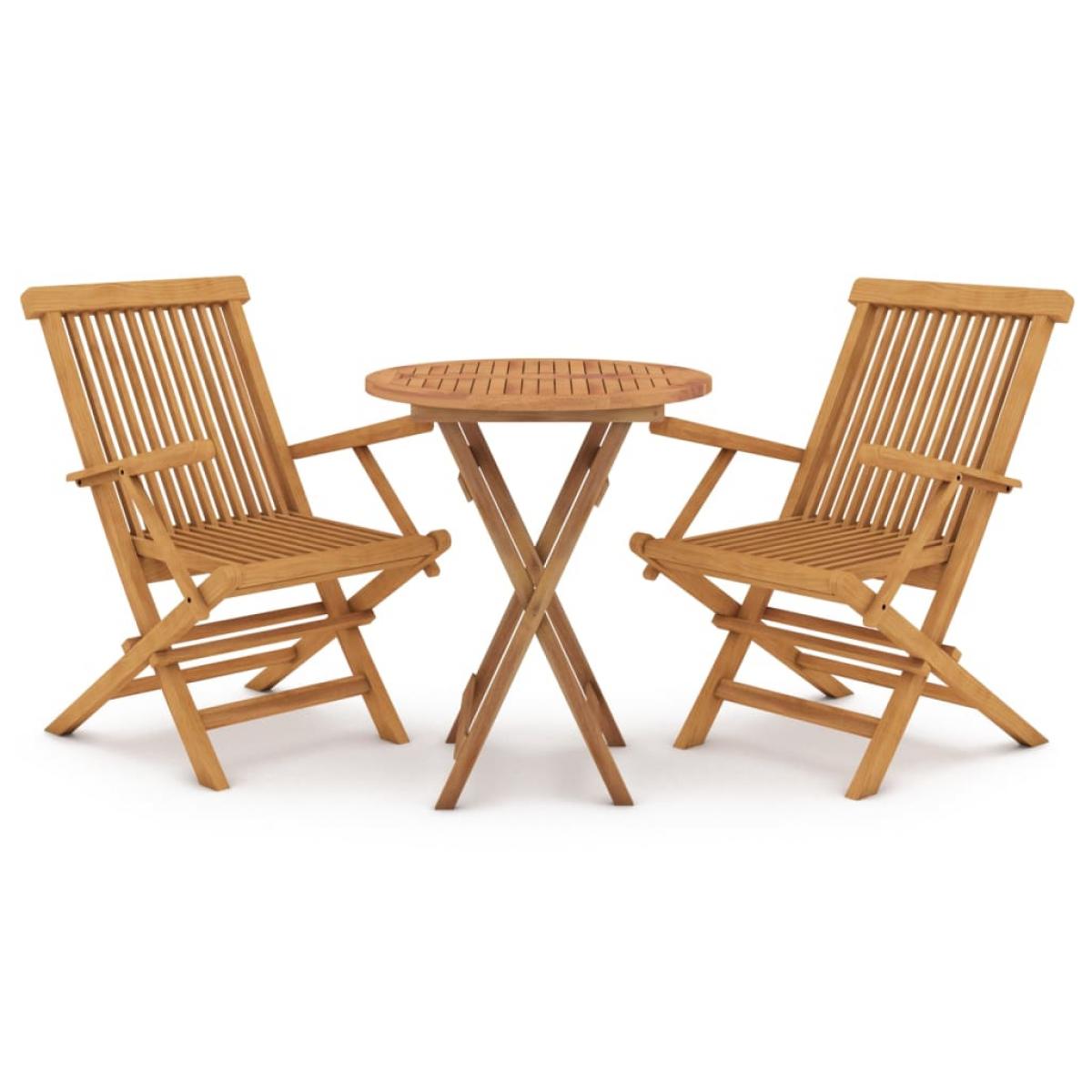 Juego de comedor para jardín 3 piezas madera maciza de teca