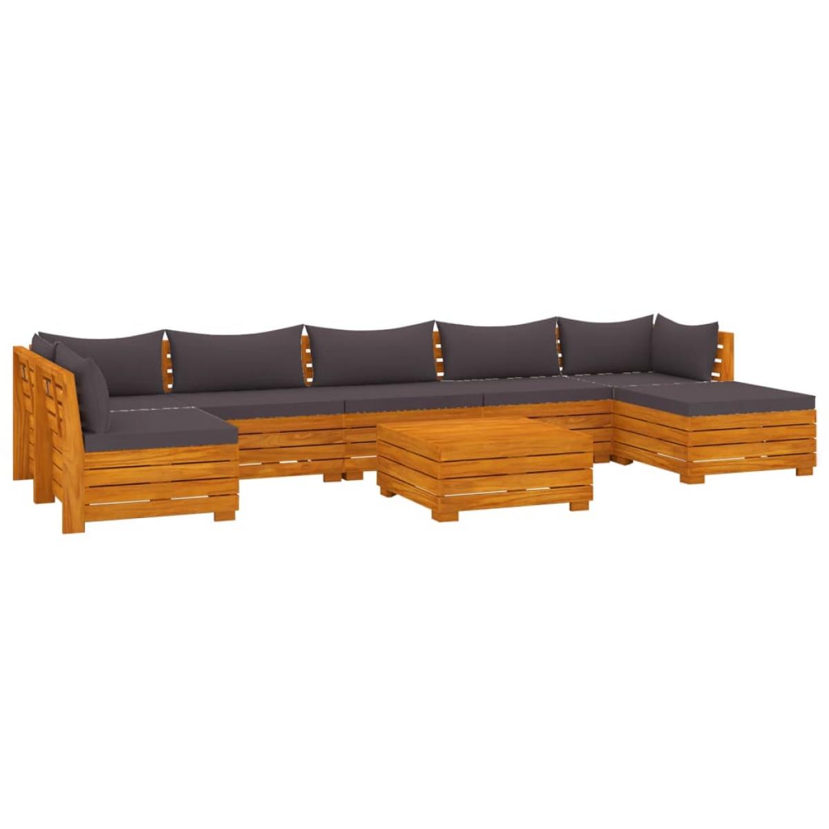 Muebles de jardín 8 piezas con cojines madera maciza de acacia