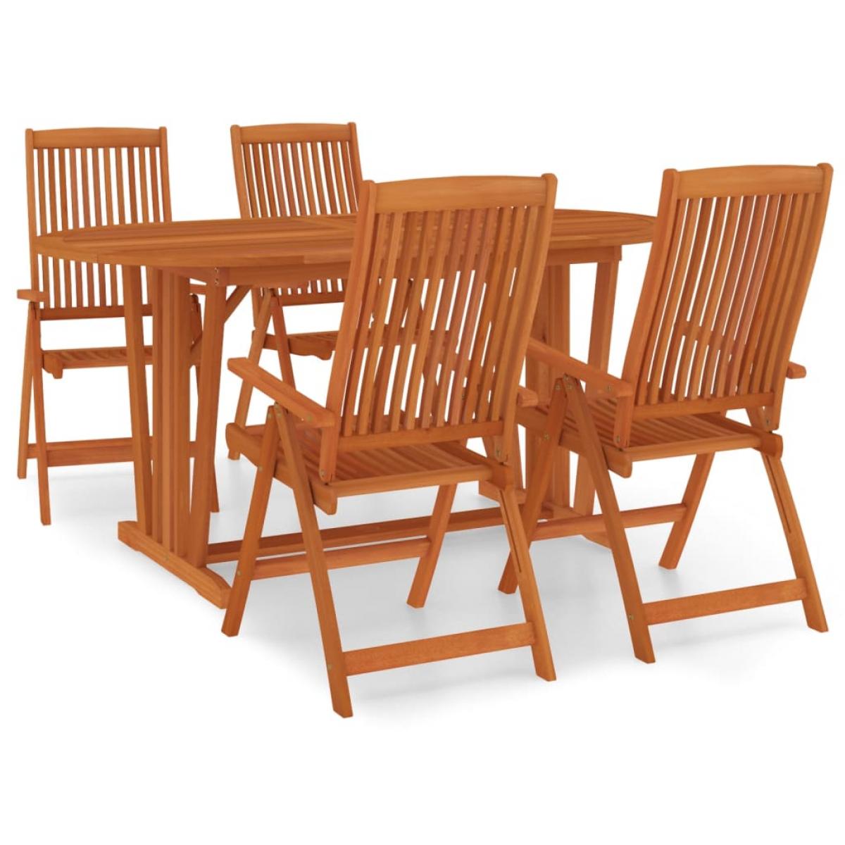 Juego de comedor para jardín 5 pzas madera maciza de eucalipto