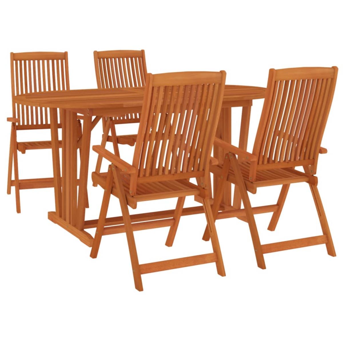 Juego de comedor para jardín 5 pzas madera maciza de eucalipto