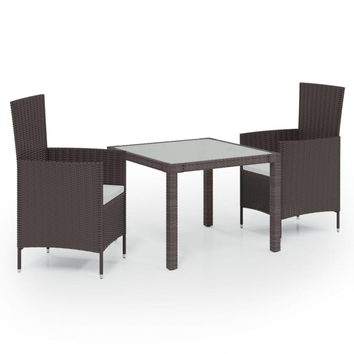Juego de comedor de jardín 3 piezas ratán sintético marrón
