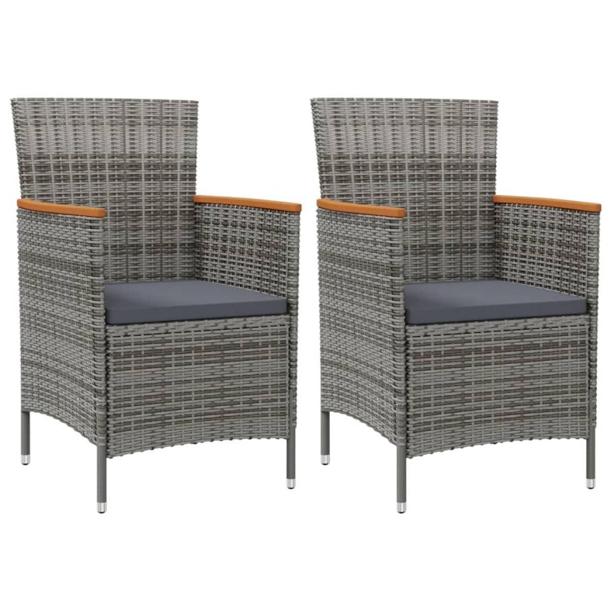 Set comedor de jardín 3 piezas con cojines ratán sintético gris