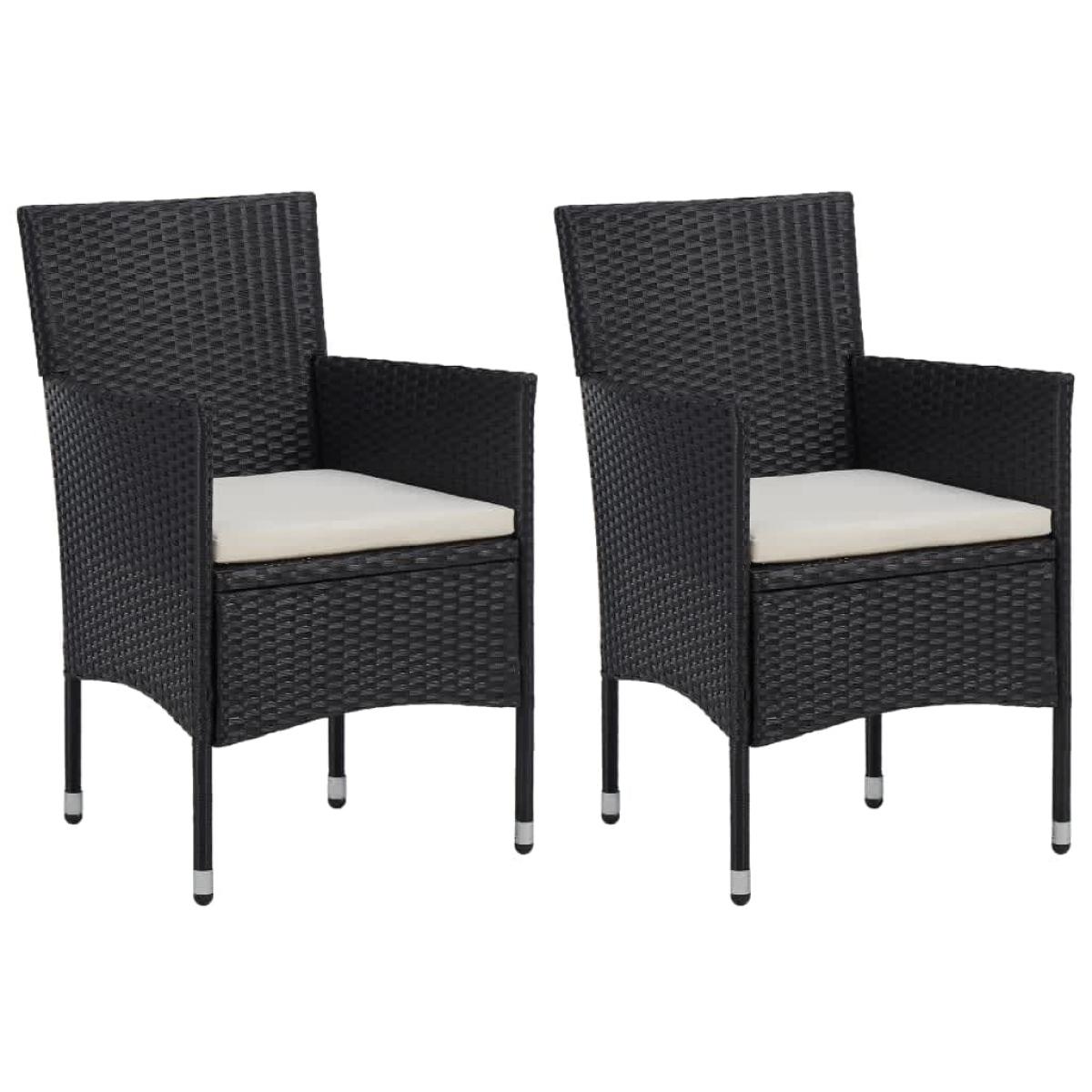 Set comedor de jardín 3 pzas con cojines ratán sintético negro