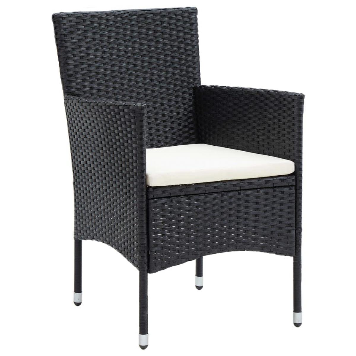 Set comedor de jardín 3 pzas con cojines ratán sintético negro