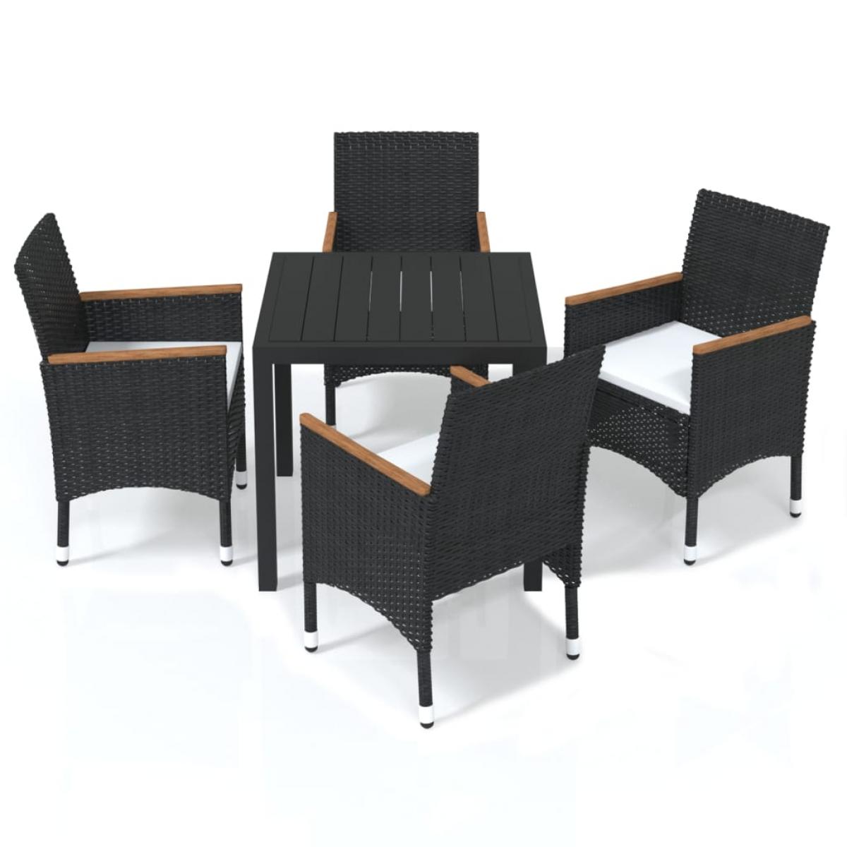 Juego muebles jardín 5 pzas con cojines ratán sintético negro
