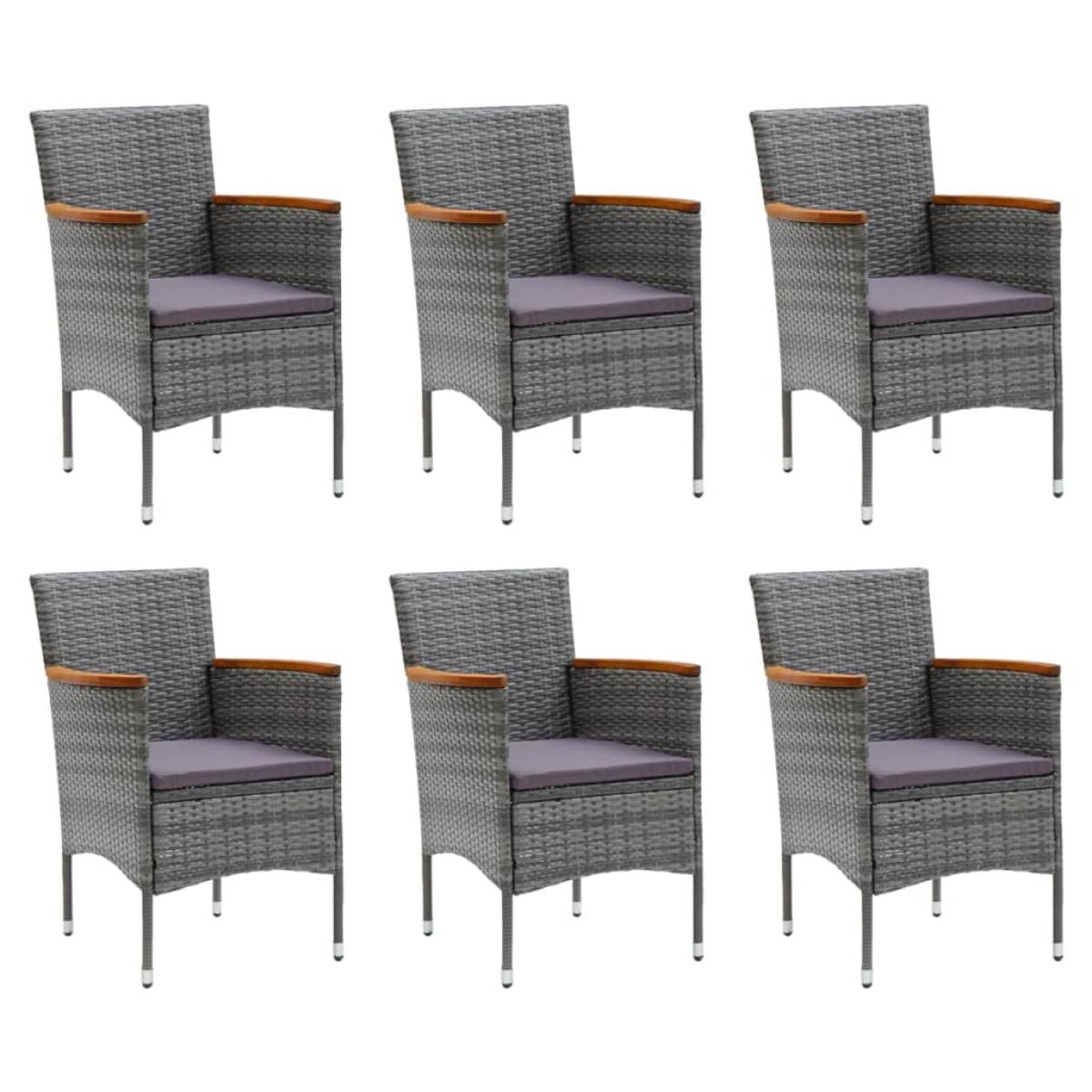 Set de muebles jardín 7 pzas con cojines ratán sintético gris