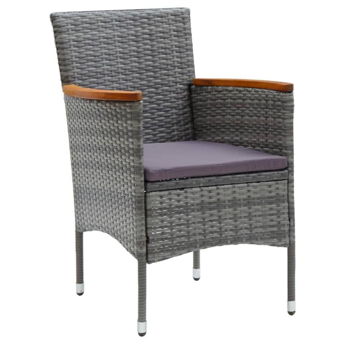 Set de muebles jardín 7 pzas con cojines ratán sintético gris
