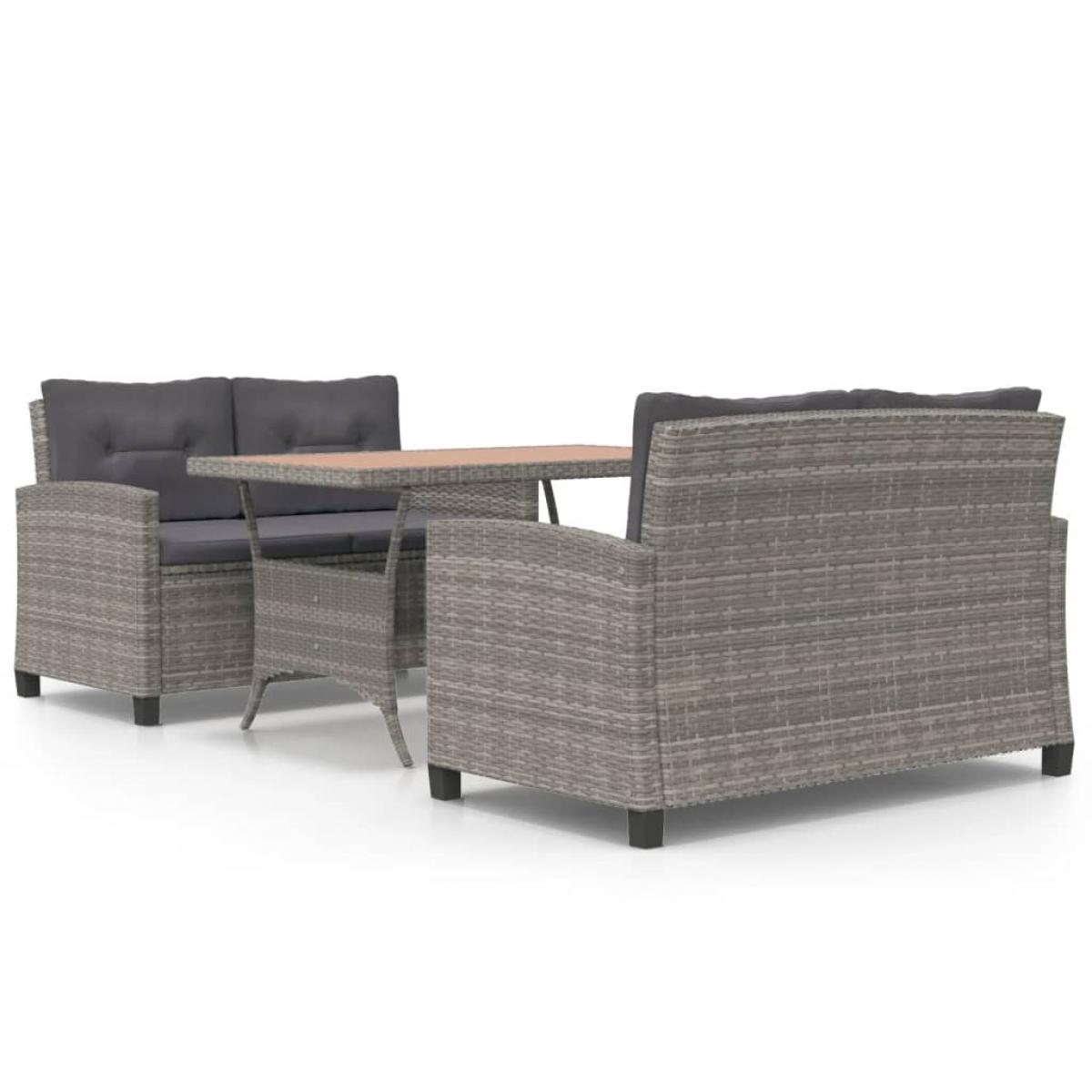 Set comedor de jardín 3 pzas ratán sintético y madera de acacia