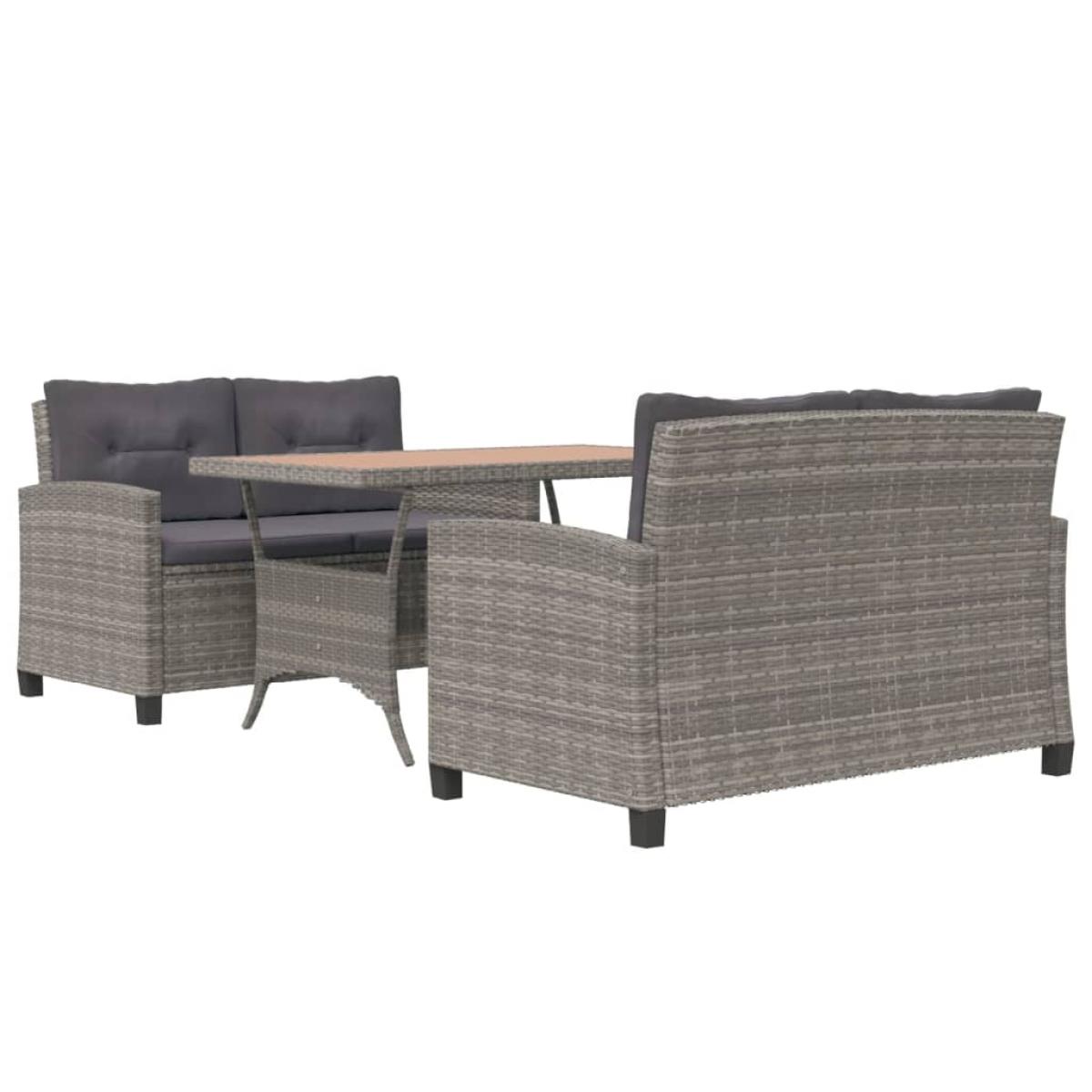 Set comedor de jardín 3 pzas ratán sintético y madera de acacia