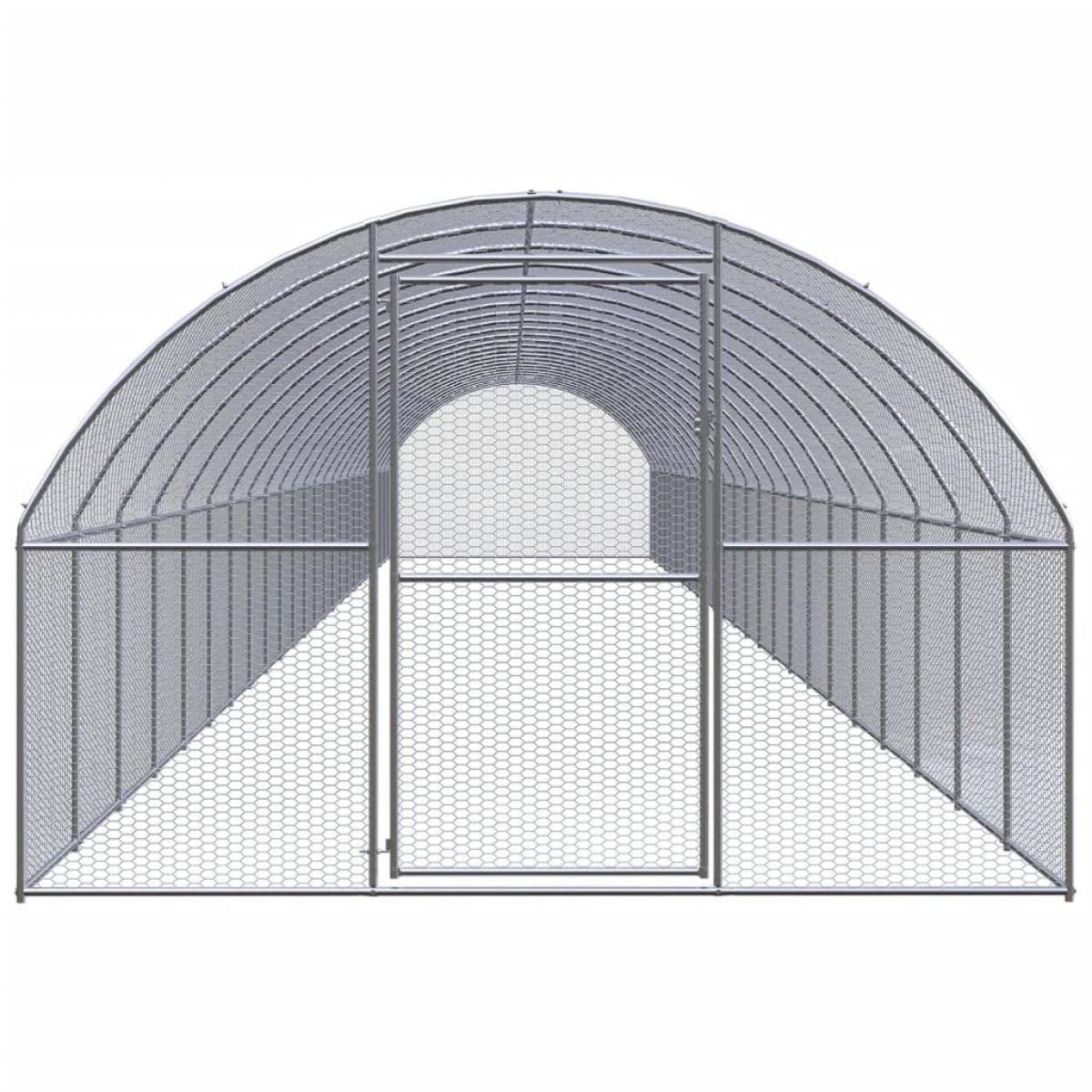 Gallinero de exterior de acero galvanizado 3x24x2 m