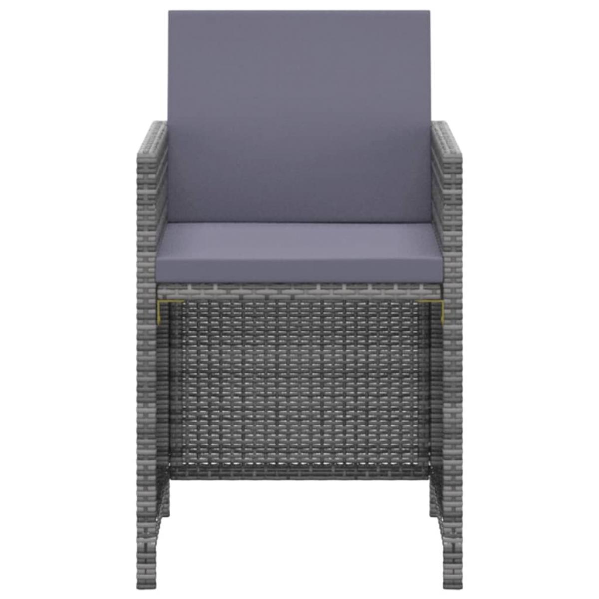 Set de comedor jardín 3 piezas con cojines ratán sintético gris