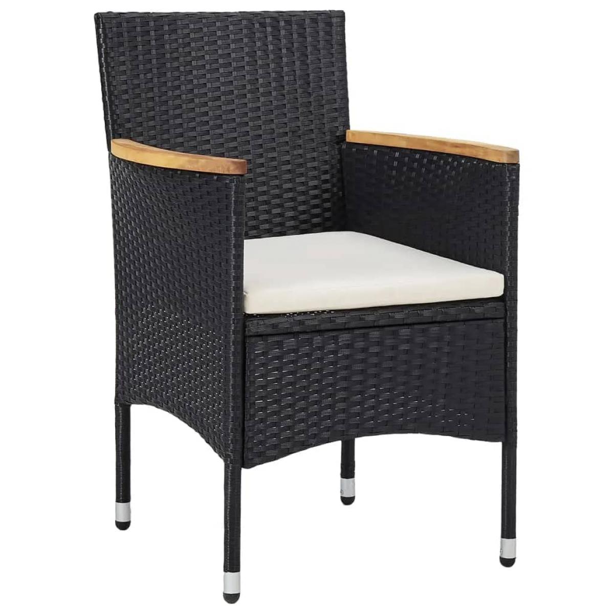 Set de bistró jardín 5 pzas ratán sintético madera maciza negro