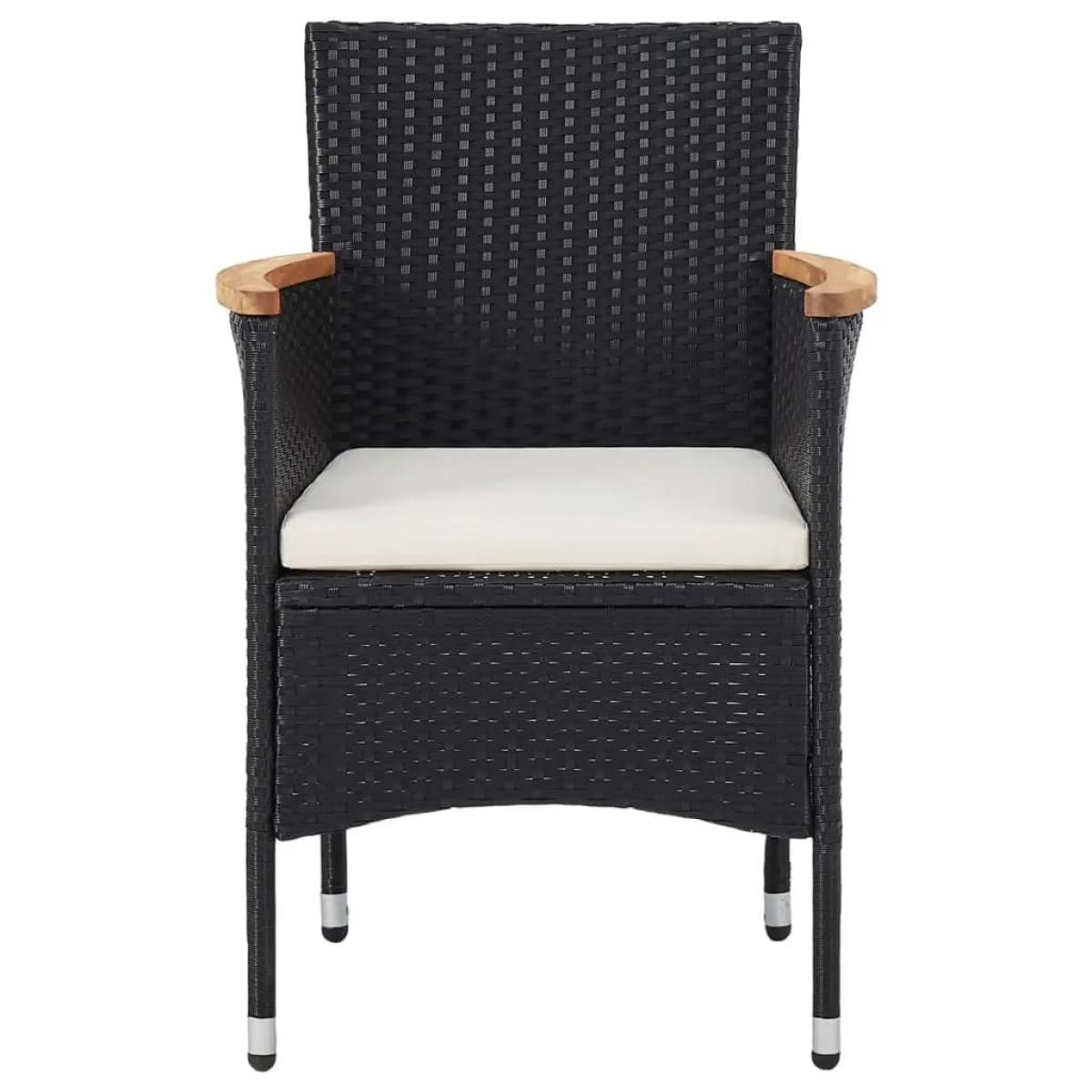 Set de bistró jardín 5 pzas ratán sintético madera maciza negro