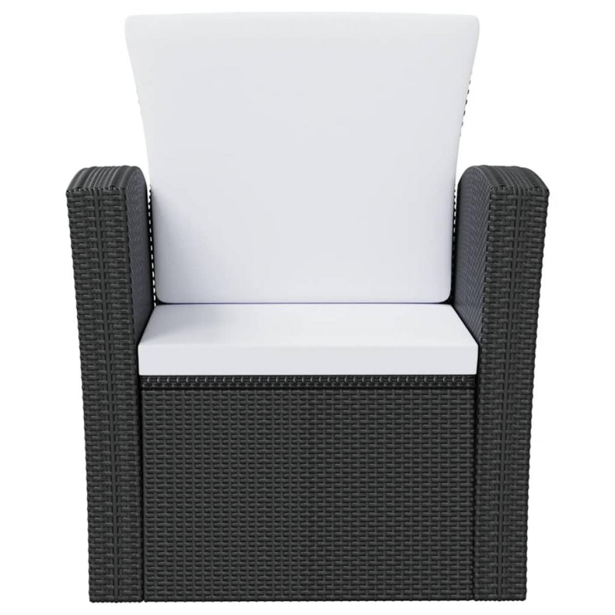 Set muebles de jardín 16 piezas y cojines ratán sintético negro