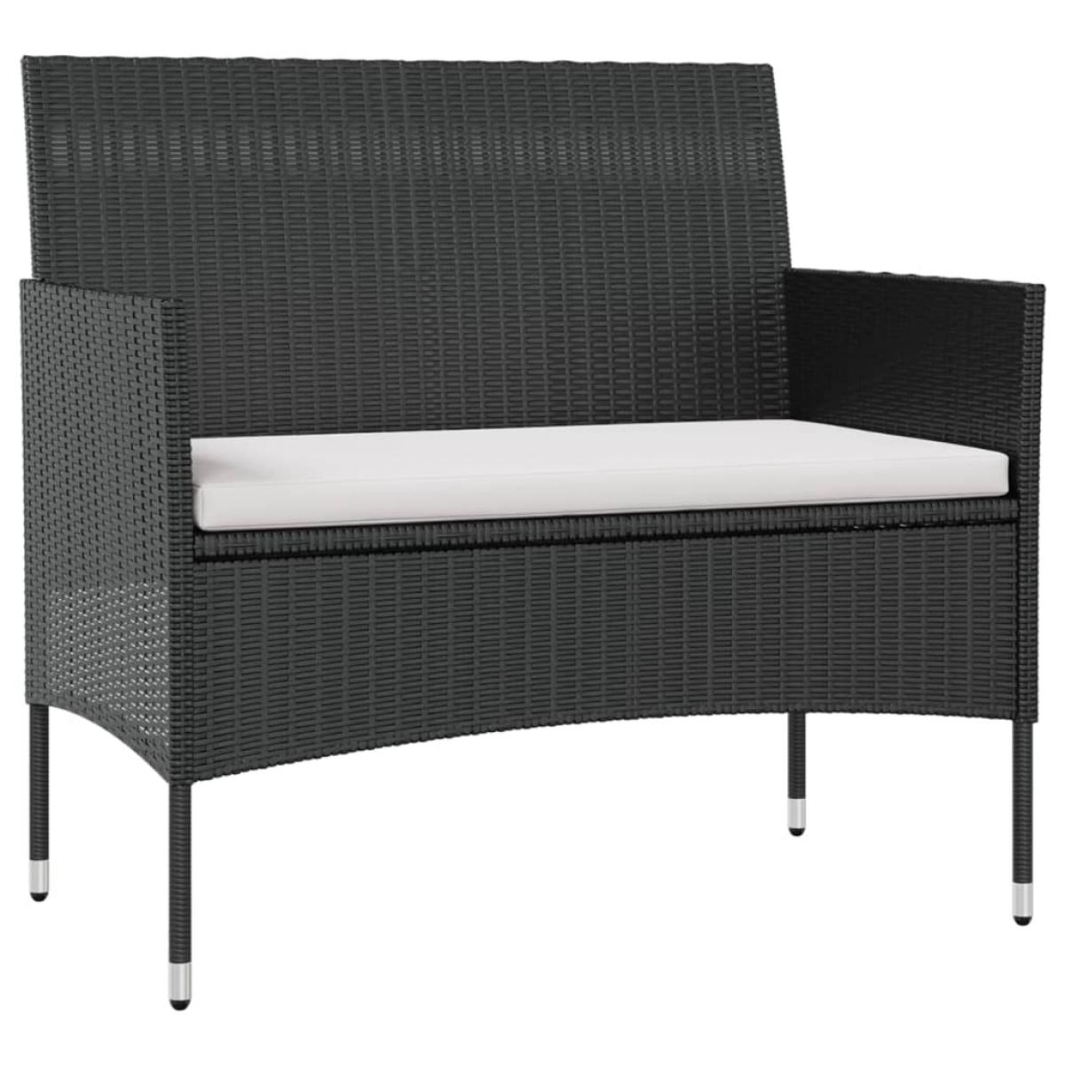 Juego muebles de jardín 16 pzas y cojines ratán sintético negro