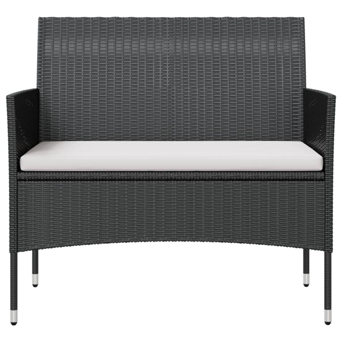 Juego muebles de jardín 16 pzas y cojines ratán sintético negro