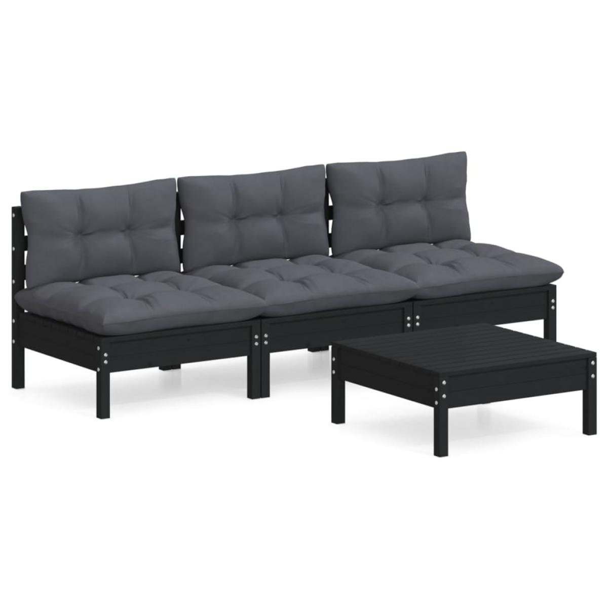 Muebles de jardín 4 pzas con cojines antracita madera de pino