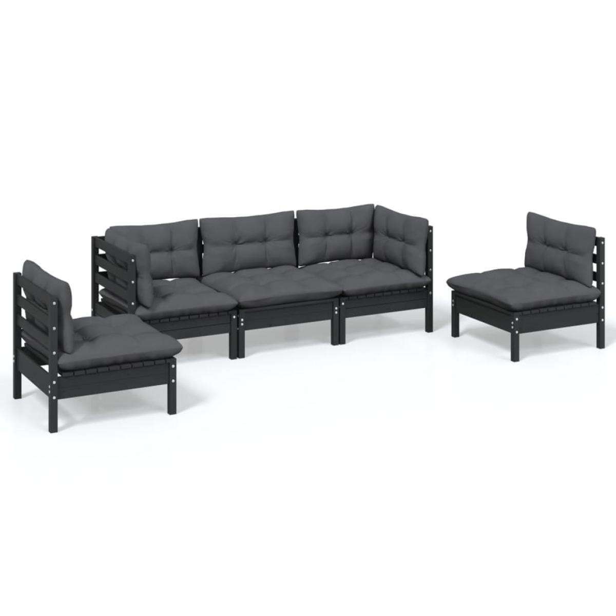 Juego de muebles de jardín 5 pzas y cojines madera maciza pino