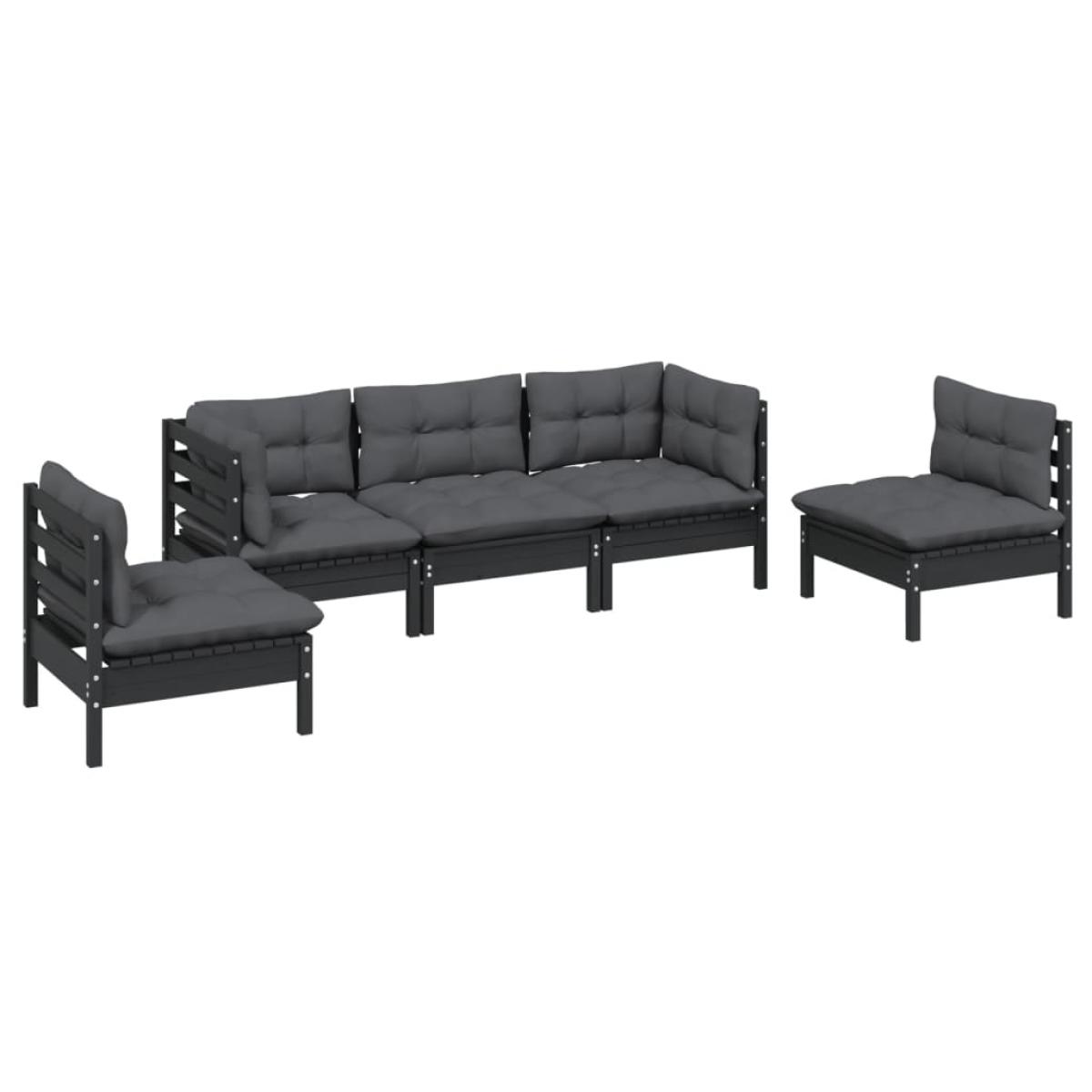 Juego de muebles de jardín 5 pzas y cojines madera maciza pino