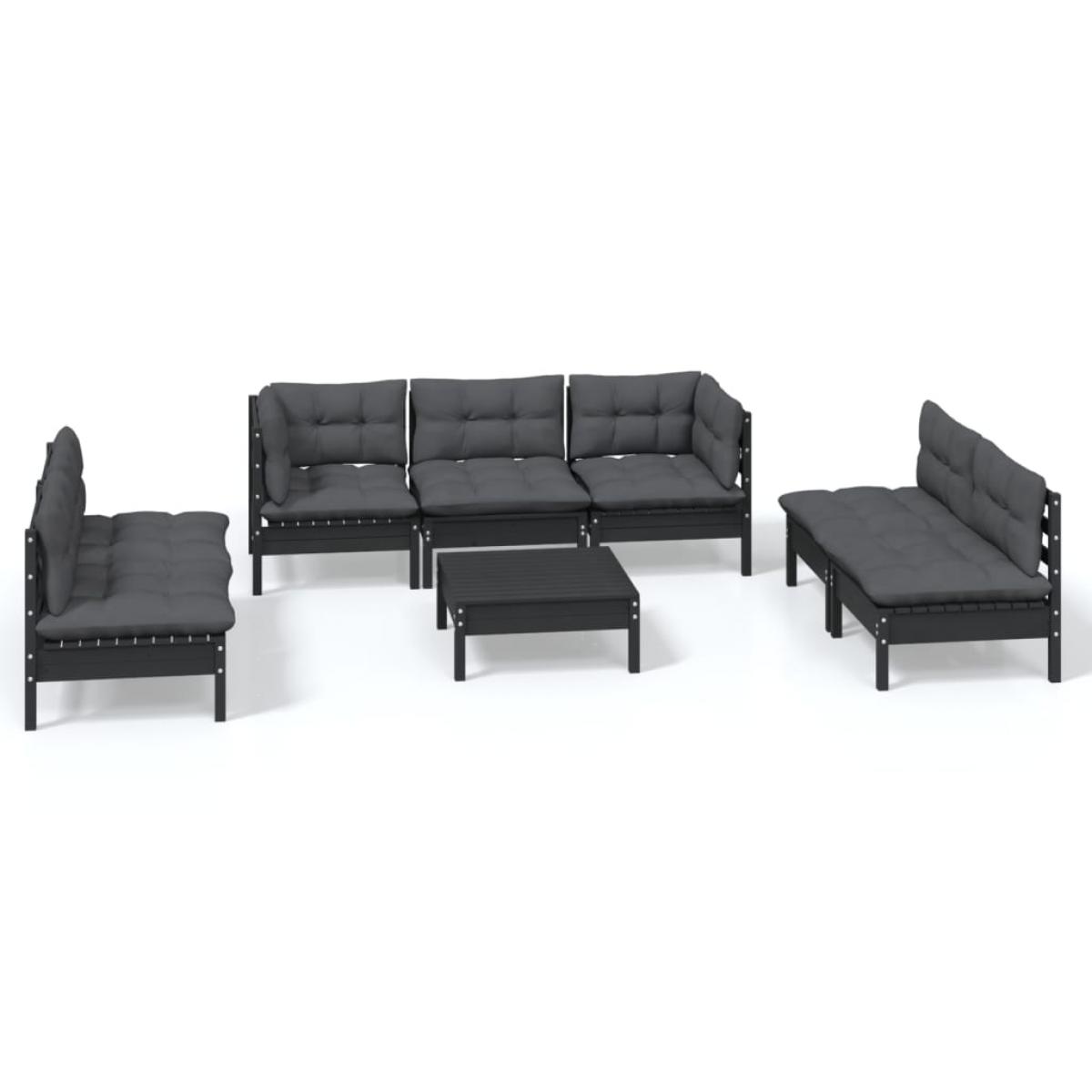 Juego de muebles de jardín 8 pzas y cojines madera maciza pino
