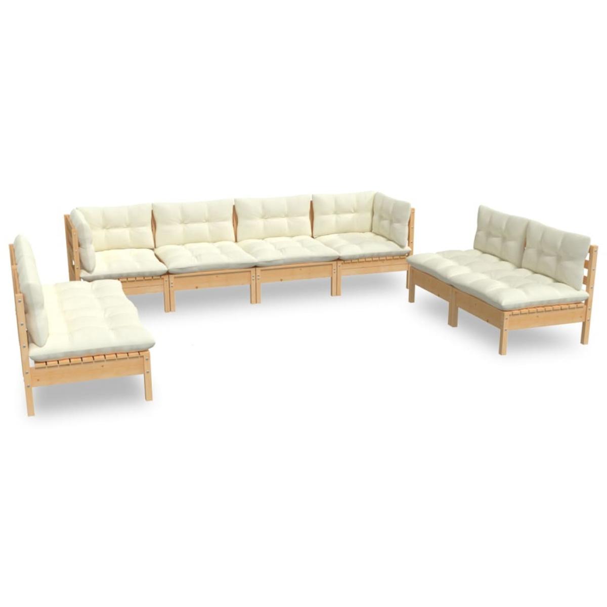 Muebles de jardín 8 piezas cojines madera maciza de pino