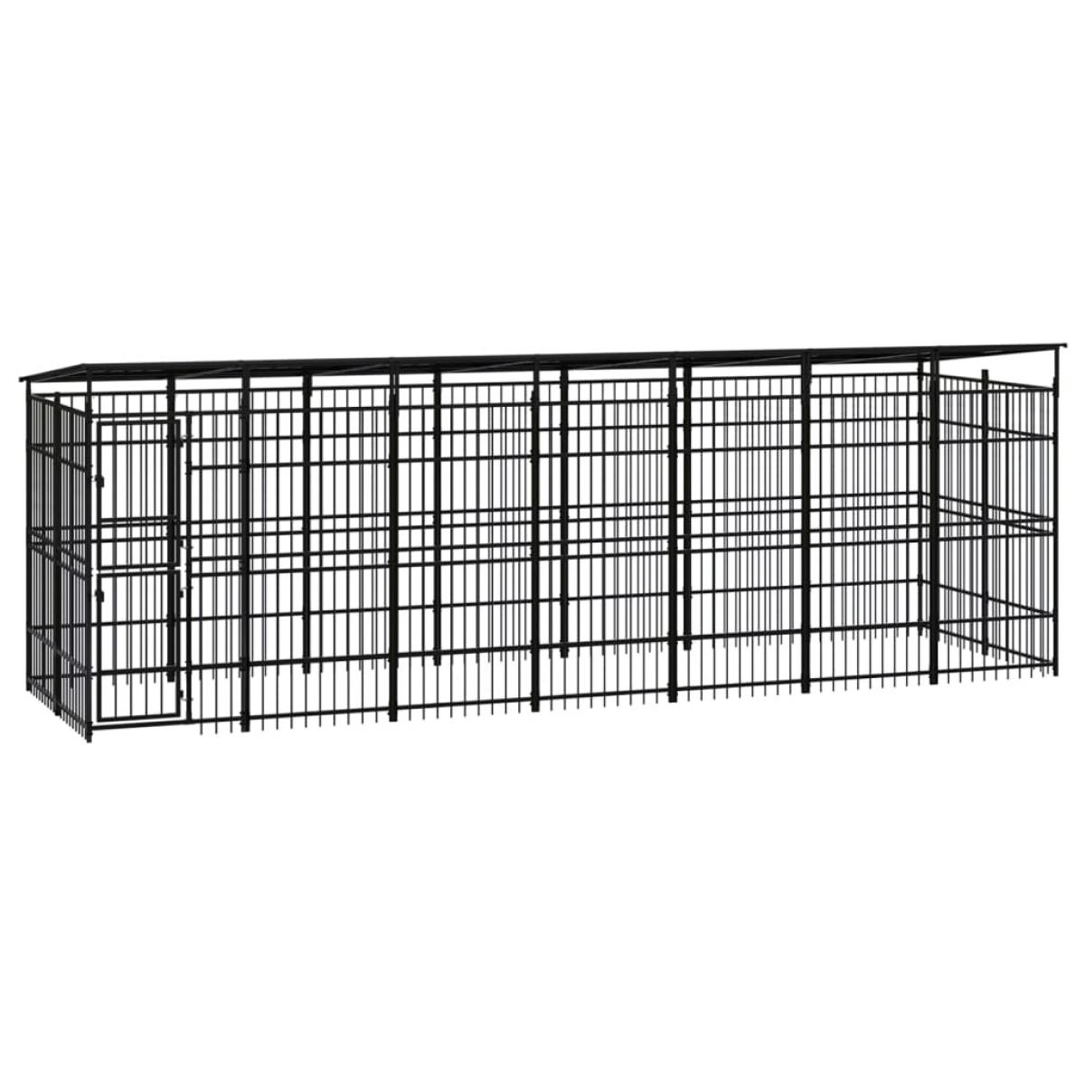 Perrera de exterior con techo de acero 12,9 m²