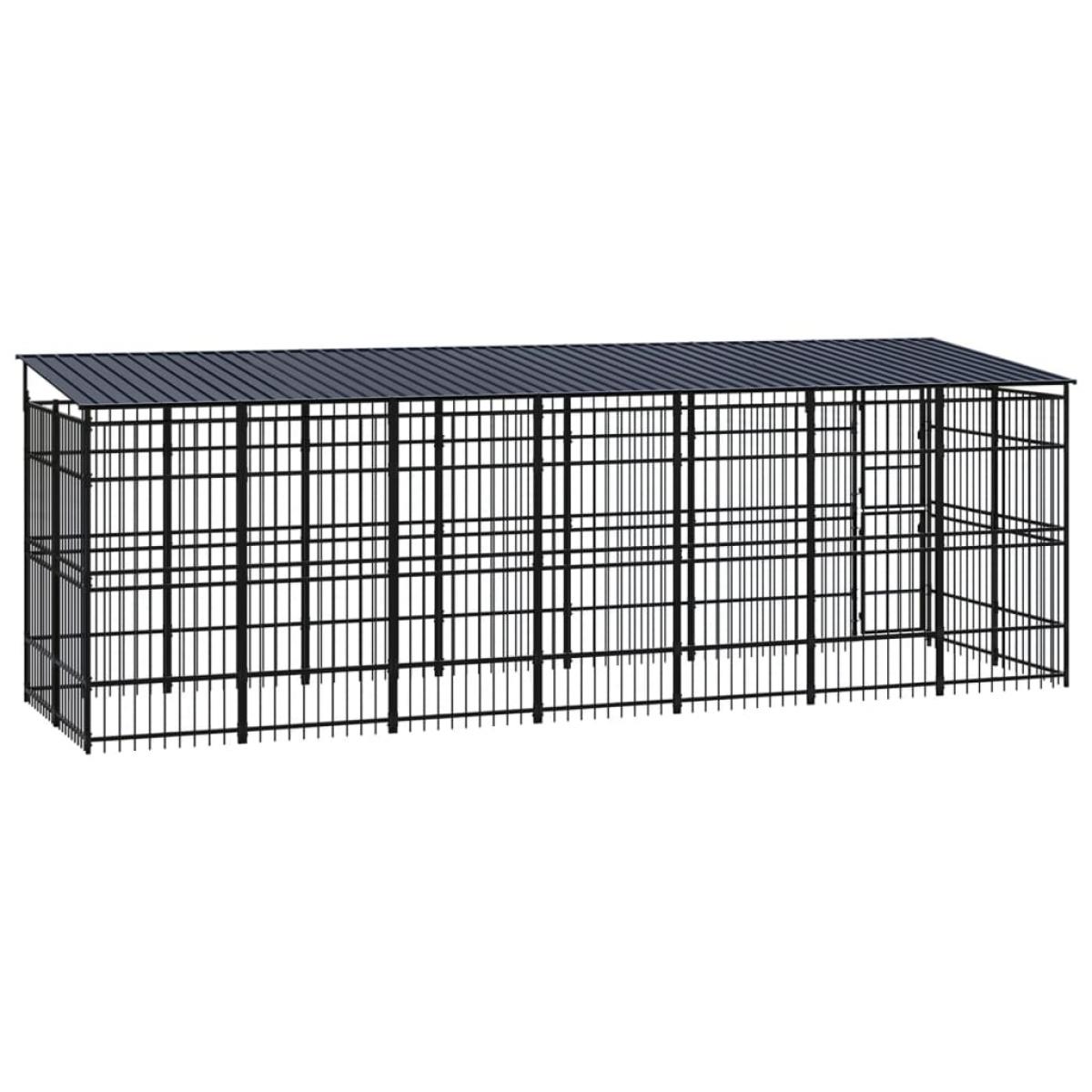 Perrera de exterior con techo de acero 12,9 m²