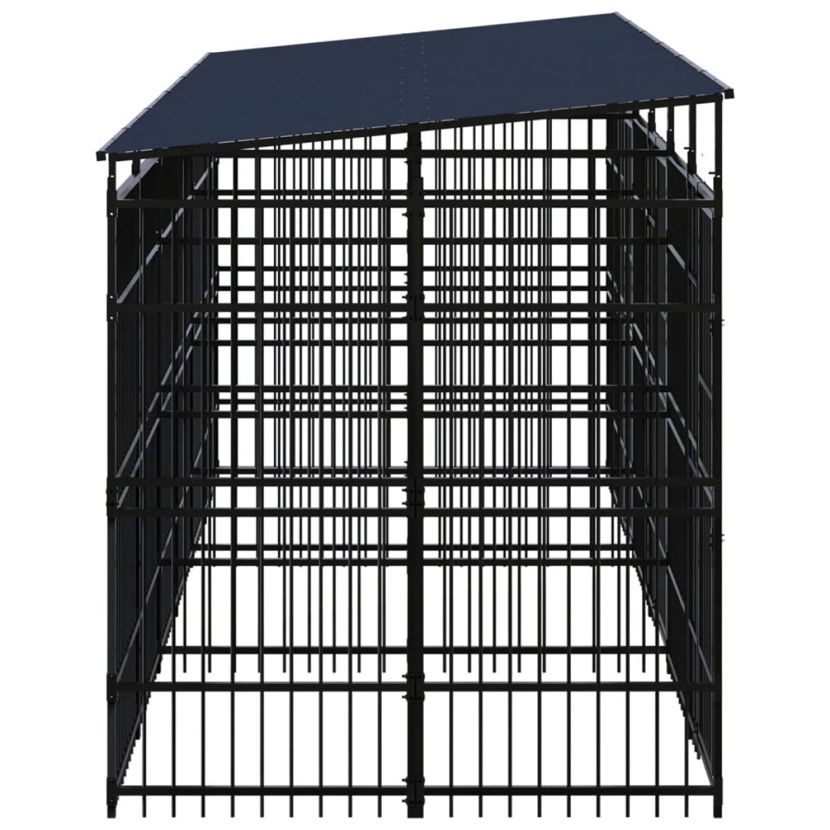 Perrera de exterior con techo de acero 11,06 m²