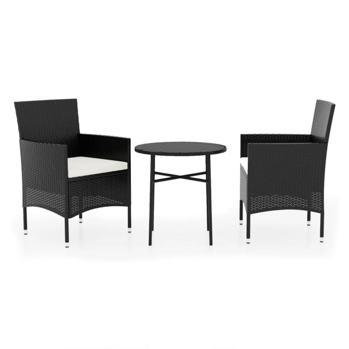 Juego de comedor para jardín 3 piezas ratán sintético negro