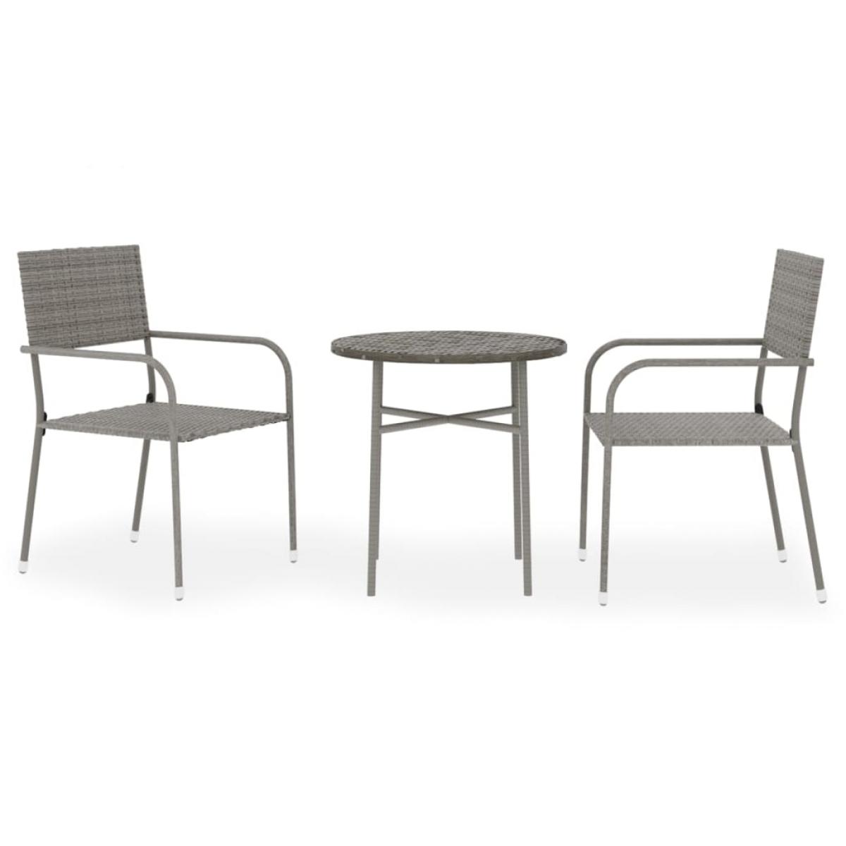 Juego de comedor para jardín 3 piezas ratán sintético gris