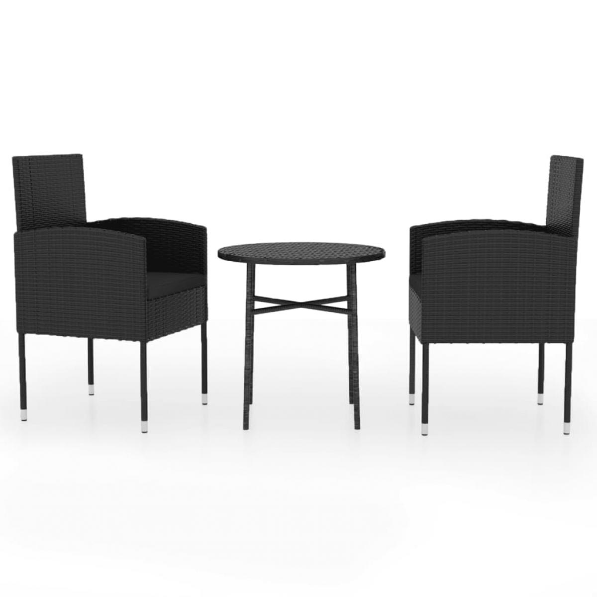 Juego de comedor para jardín 3 piezas ratán sintético negro