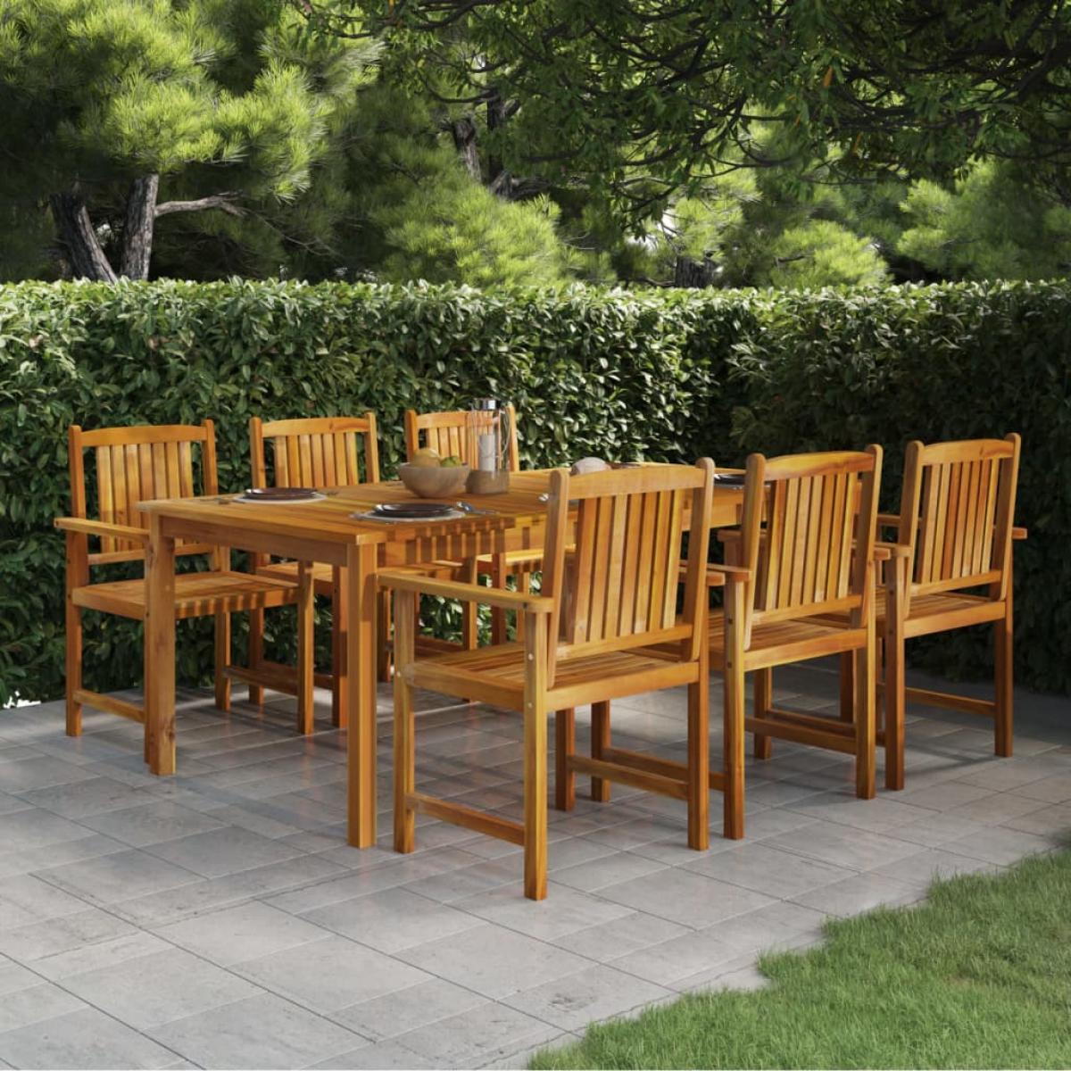 Juego de comedor de jardín 7 piezas madera maciza de acacia