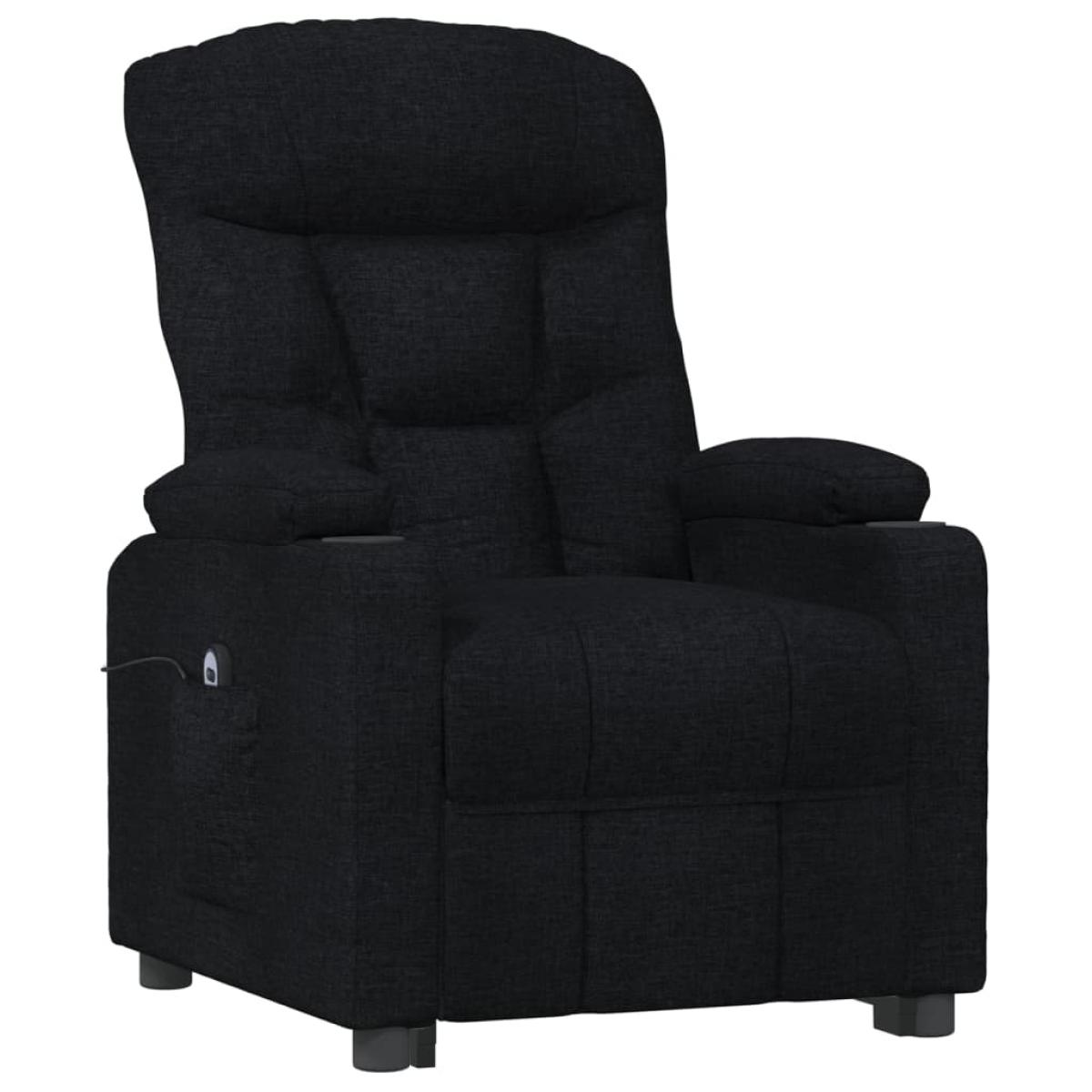 Sillón reclinable eléctrico de tela negro