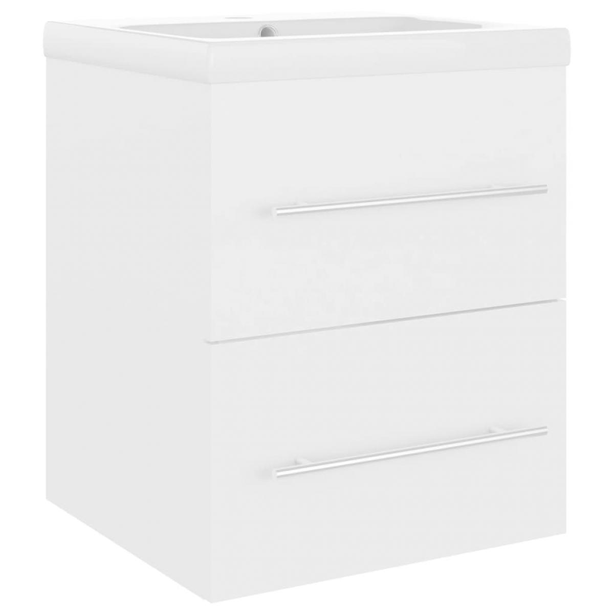 Mueble con lavabo madera contrachapada blanco brillante