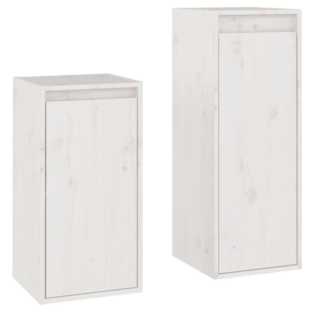 Muebles para TV 2 piezas madera maciza de pino blanco