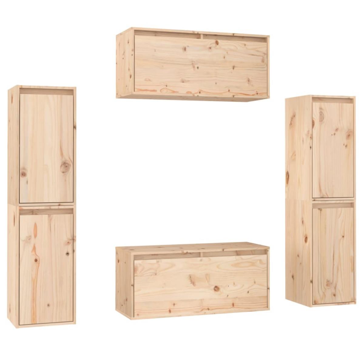 Muebles para TV 6 piezas madera maciza de pino