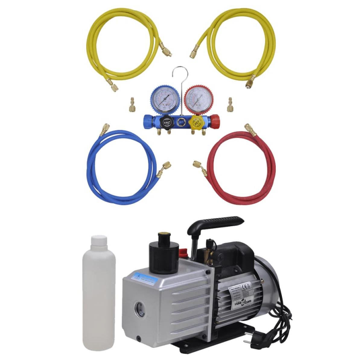 Bomba de vacío 100 L/min manómetros de 4 vías kit herramientas