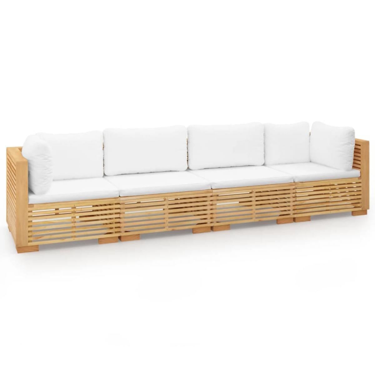 Juego muebles de jardín 4 piezas y cojines madera maciza teca