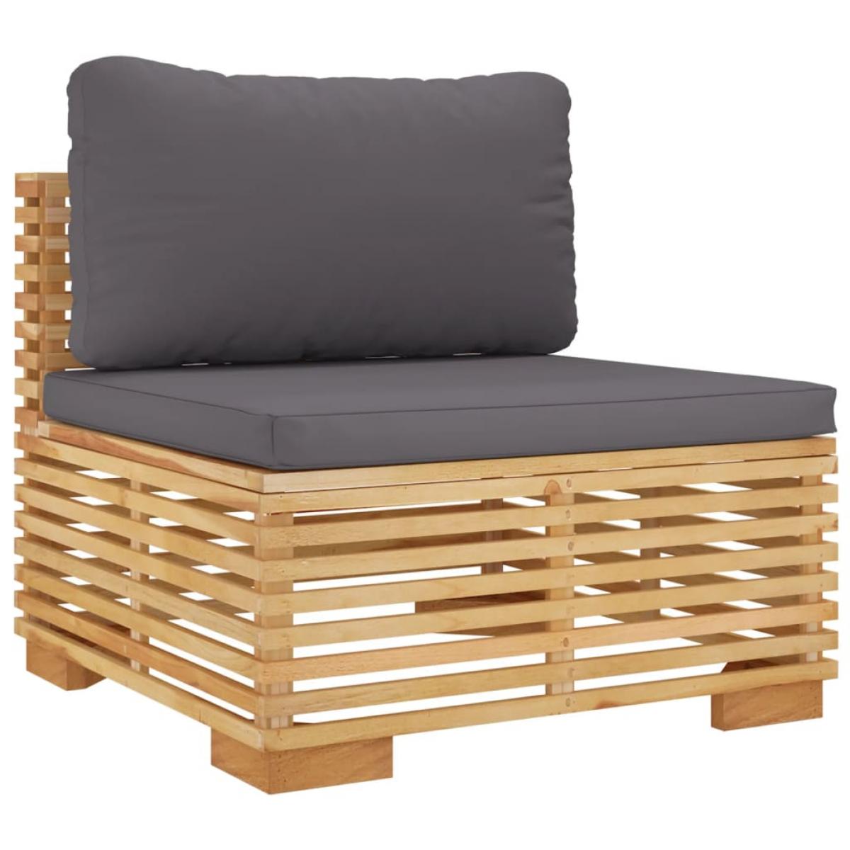 Juego muebles de jardín 7 piezas y cojines madera maciza teca