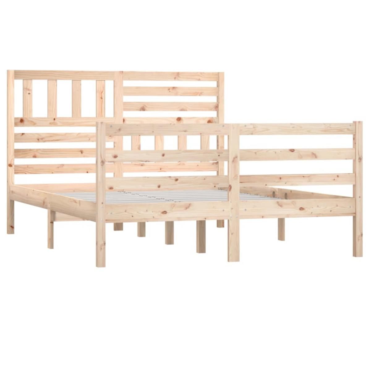Estructura cama doble pequeña madera maciza 135x190 cm