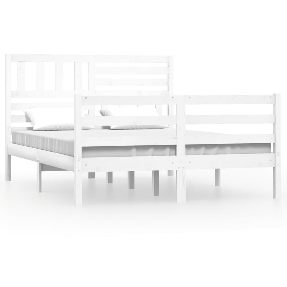 Estructura de cama de madera maciza blanco 150x200 cm
