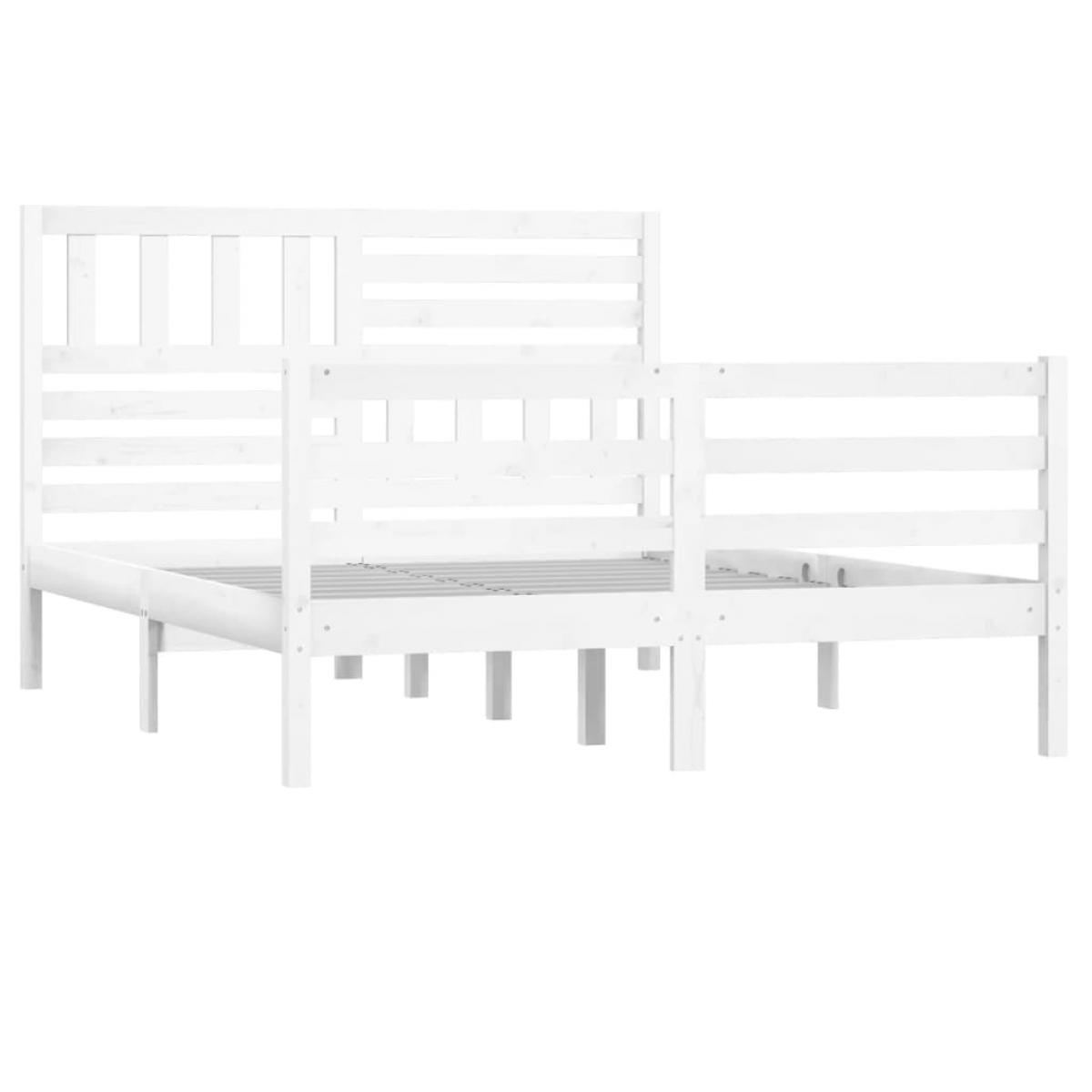 Estructura de cama de madera maciza blanco 150x200 cm