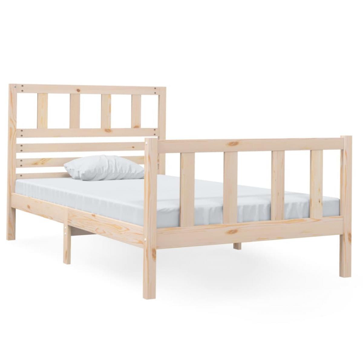 Estructura de cama individual de madera maciza 90x190 cm