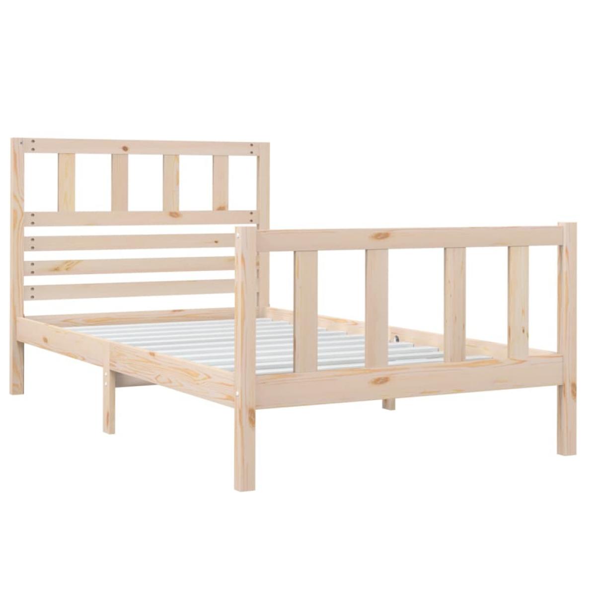 Estructura de cama individual de madera maciza 90x190 cm
